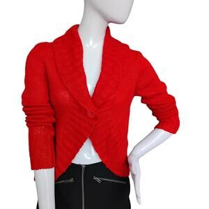 H&M Knit Cardigan Size Small Burn Red Long Sleeve One Button Closure